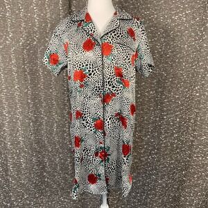 Vintage Sophia by Delicates Animal Print‎ & Rose Nightgown Sleep Shirt Women's S